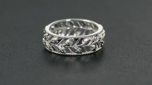 Natural Diamond Band Ring 925 Sterling Silver SIZE M