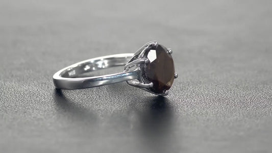 5 Ct. Golden Sheen Sapphire Solitaire Ring in Sterling Silver SIZE V