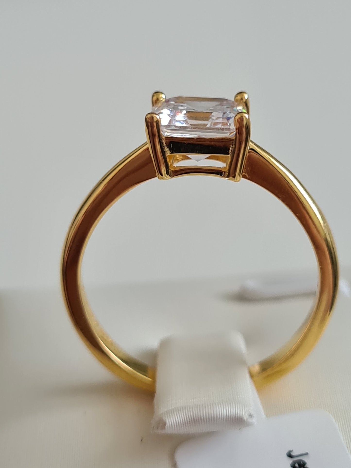 Simulated Diamond With Gold Overlay Sterling Silver SIZES M ,Q