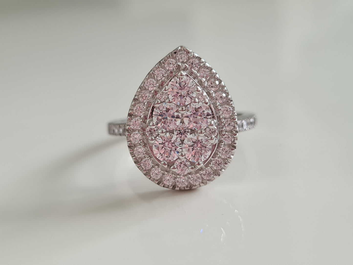 Swarovski Zirconia Pear Cluster Cocktail Ring 925 Sterling Silver SIZES N,O