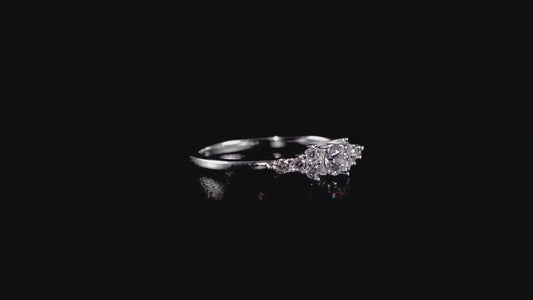 Swarovski Zirconia Engagement Style Cluster Ring 925 Sterling Silver SIZES N,P,Q