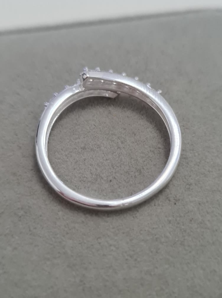Swarovski Zirconia Bypass Band Ring 925 Sterling Silver SIZE P