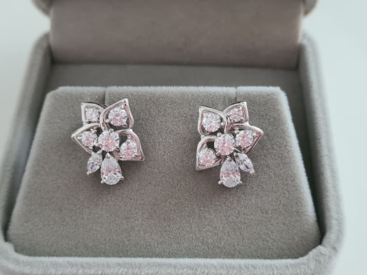 Swarovski Zirconia Floral Stud Earrings 925 Sterling Silver