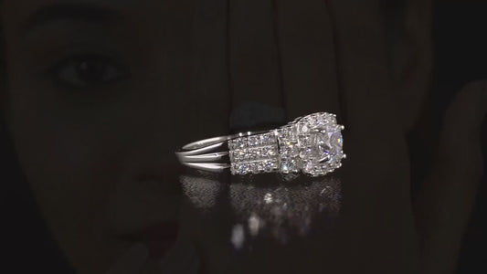 Swarovski Zirconia Cluster Engagement Style Ring SIZE P