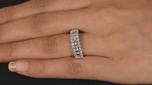 Swarovski Zirconia Half Eternity Ring Sterling Silver SIZES J , P