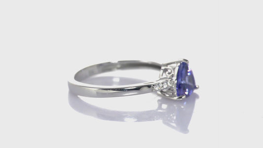 AA Tanzanite and Zircon Classic Solitaire Ring in 9K White Gold SIZE T