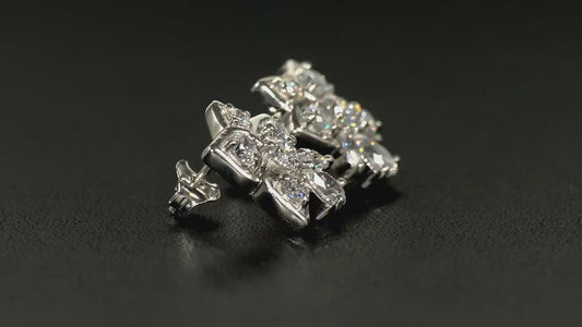 Swarovski Zirconia Floral Stud Earrings 925 Sterling Silver