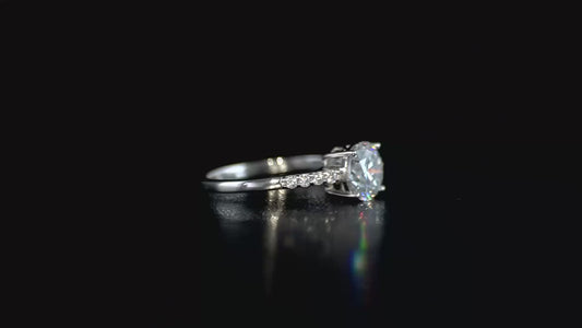 1.31ct Solitaire moissanite Ring with detailed shoulders  925 sterling silver SIZE T
