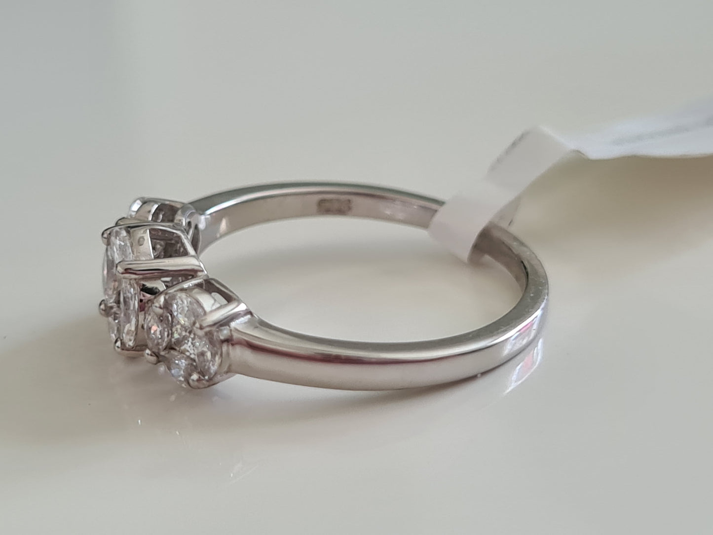 3 Stone Cluster Swarovski Zirconia Ring 925 Sterling Silver SIZES P,Q,R