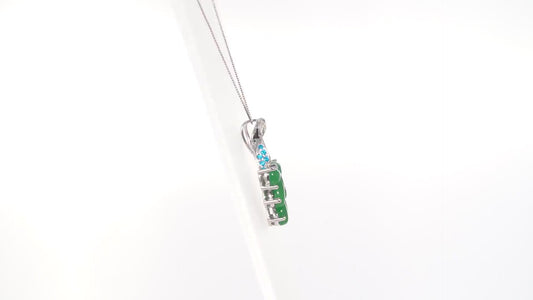 Green Jade & Gemstone Peacock Necklace Sterling Silver