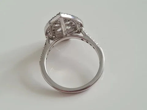 Swarovski Zirconia Pear Cluster Cocktail Ring 925 Sterling Silver SIZES N,O