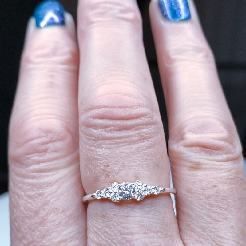 Swarovski Zirconia Engagement Style Cluster Ring 925 Sterling Silver SIZES N,P,Q