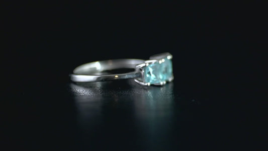 Blue Apatite Trilogy Ring Sterling Silver SIZE Q
