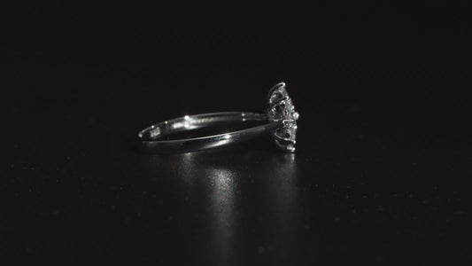 Simulated Diamond Floral Ring Sterling Silver SIZES Q,R
