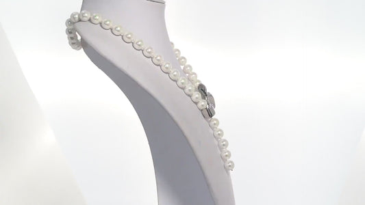 White Shell Pearl Necklace With Removable Bow