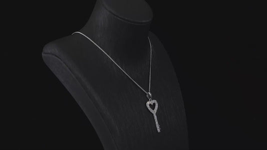 Moissanite Heart Key Necklace 925 Sterling Silver