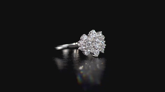 Swarovski Zirconia Cluster boat Ring 925 Sterling Silver SIZES S,U