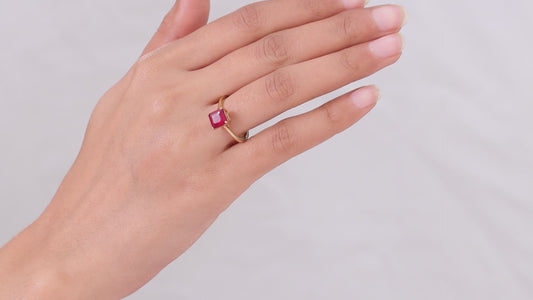 Solitaire African Ruby 18K Gold Overlay Sterling Silver SIZES K