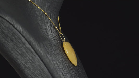Yellow Quartzite Heart Necklace Gold Overlay Sterling Silver