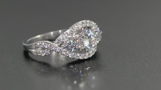 Swarovski Zirconia Cluster Criss-Cross Ring Sterling Silver SIZE P