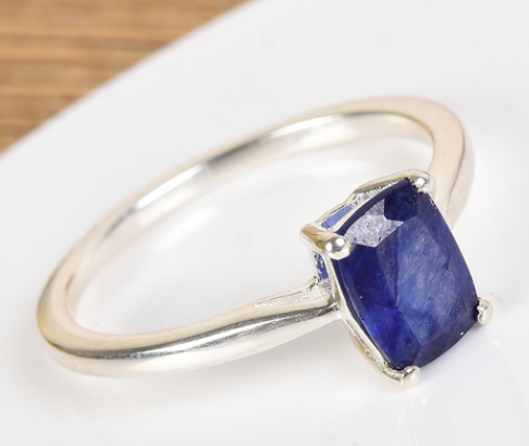 Masoala Sapphire Solitaire Ring sterling silver SIZE T