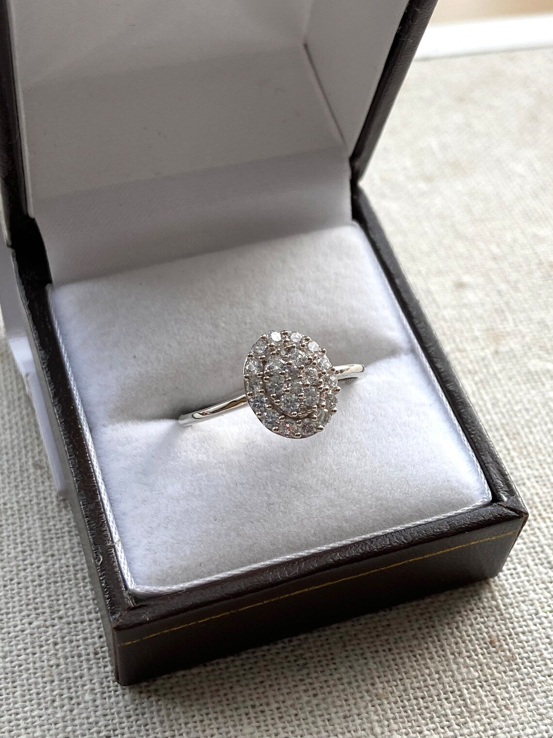 Swarovski Zirconia Cluster Halo Ring Sterling Silver SIZE S