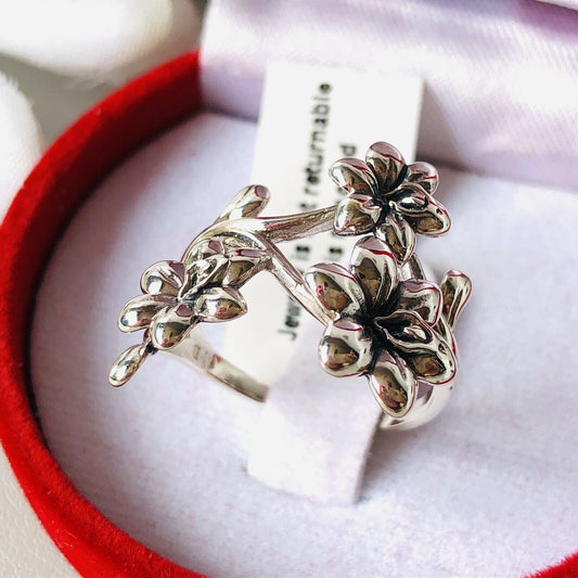 925 Sterling Silver Floral Ring SIZE N