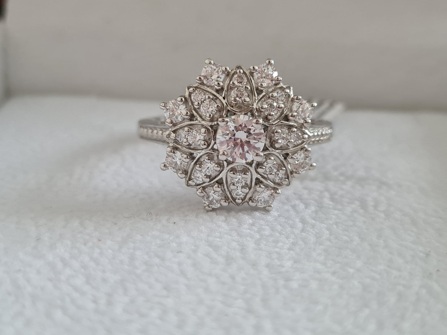 Swarovski Zirconia Cocktail Flower Ring Sterling Silver SIZE S