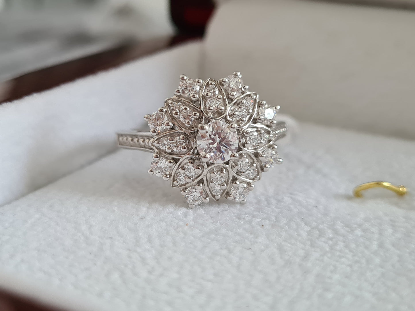 Swarovski Zirconia Cocktail Flower Ring Sterling Silver SIZE S