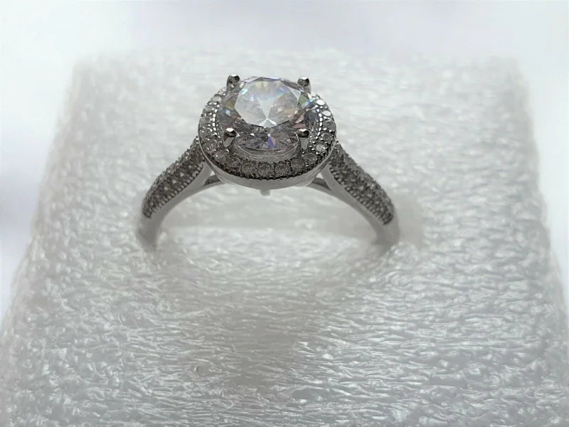 Simulated Diamond Halo Engagement Style Ring SIZES M,N,O,U