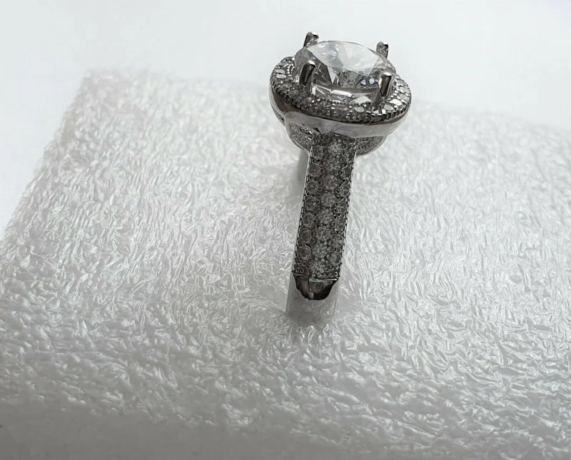 Simulated Diamond Halo Engagement Style Ring SIZES M,N,O,U