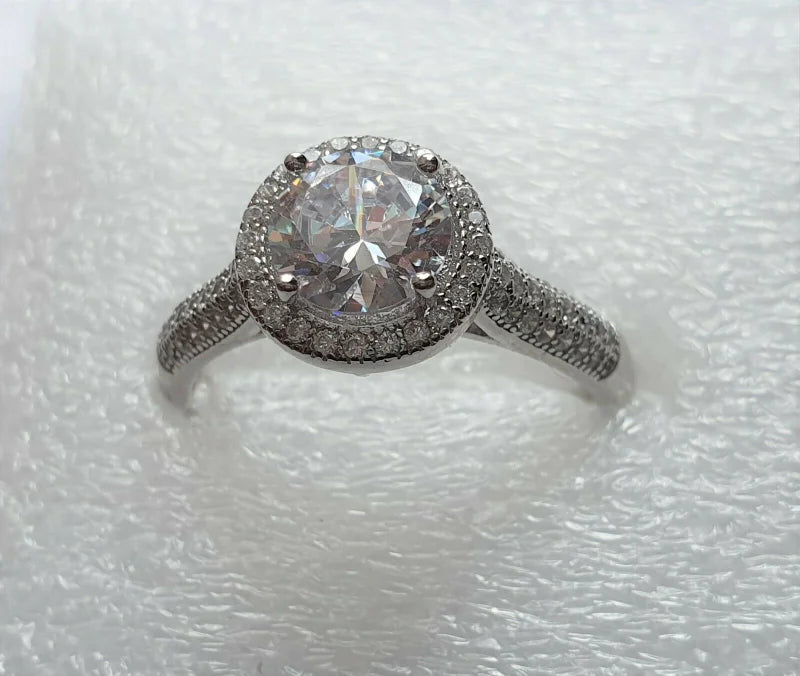 Simulated Diamond Halo Engagement Style Ring SIZES M,N,O,U