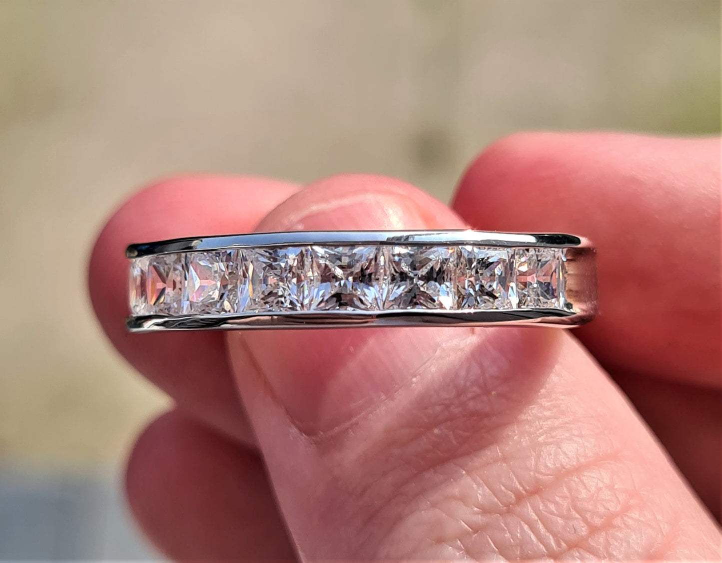 Swarovski zirconia Half Eternity Band Ring SIZE V