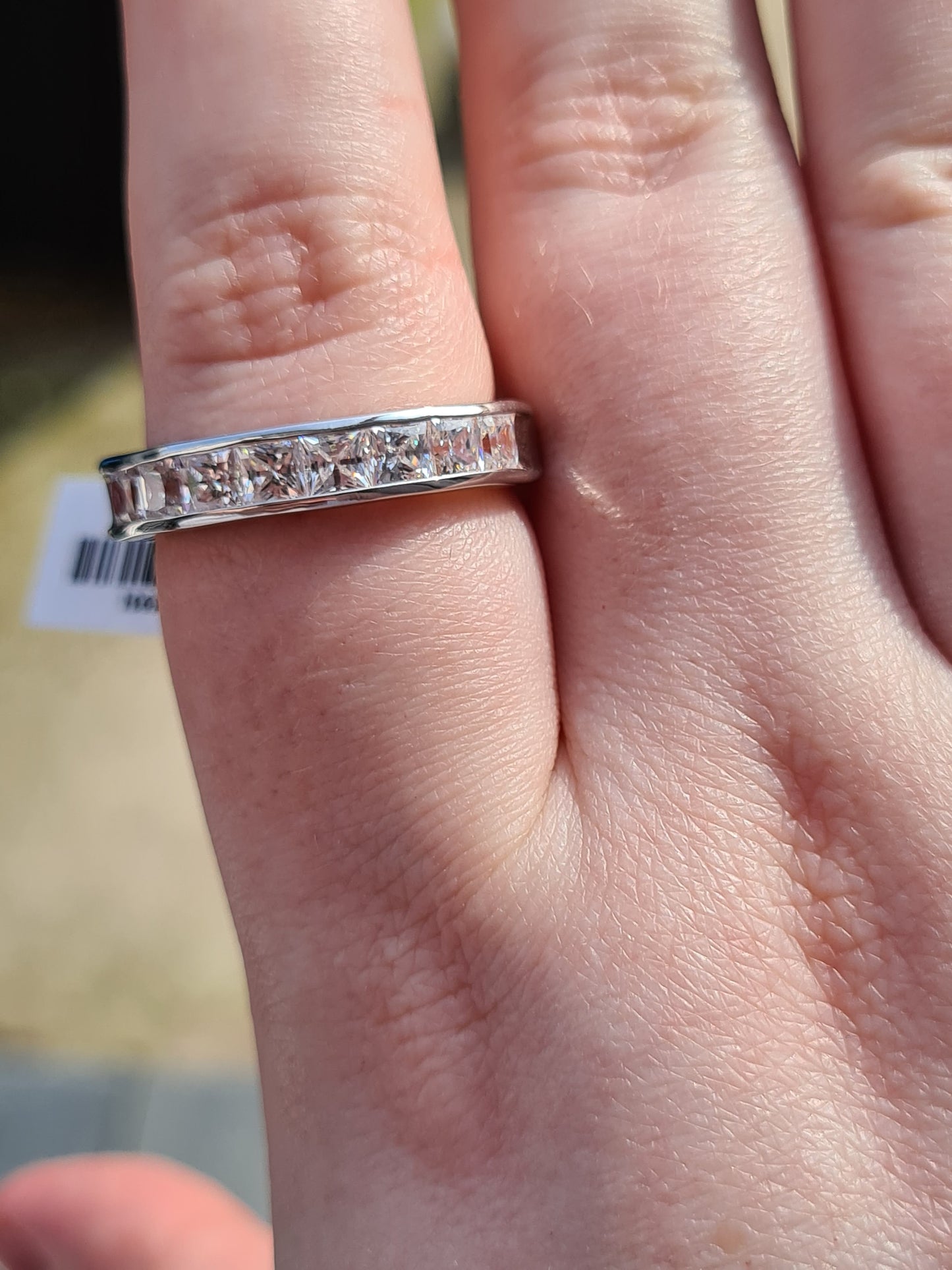 Swarovski zirconia Half Eternity Band Ring SIZE V