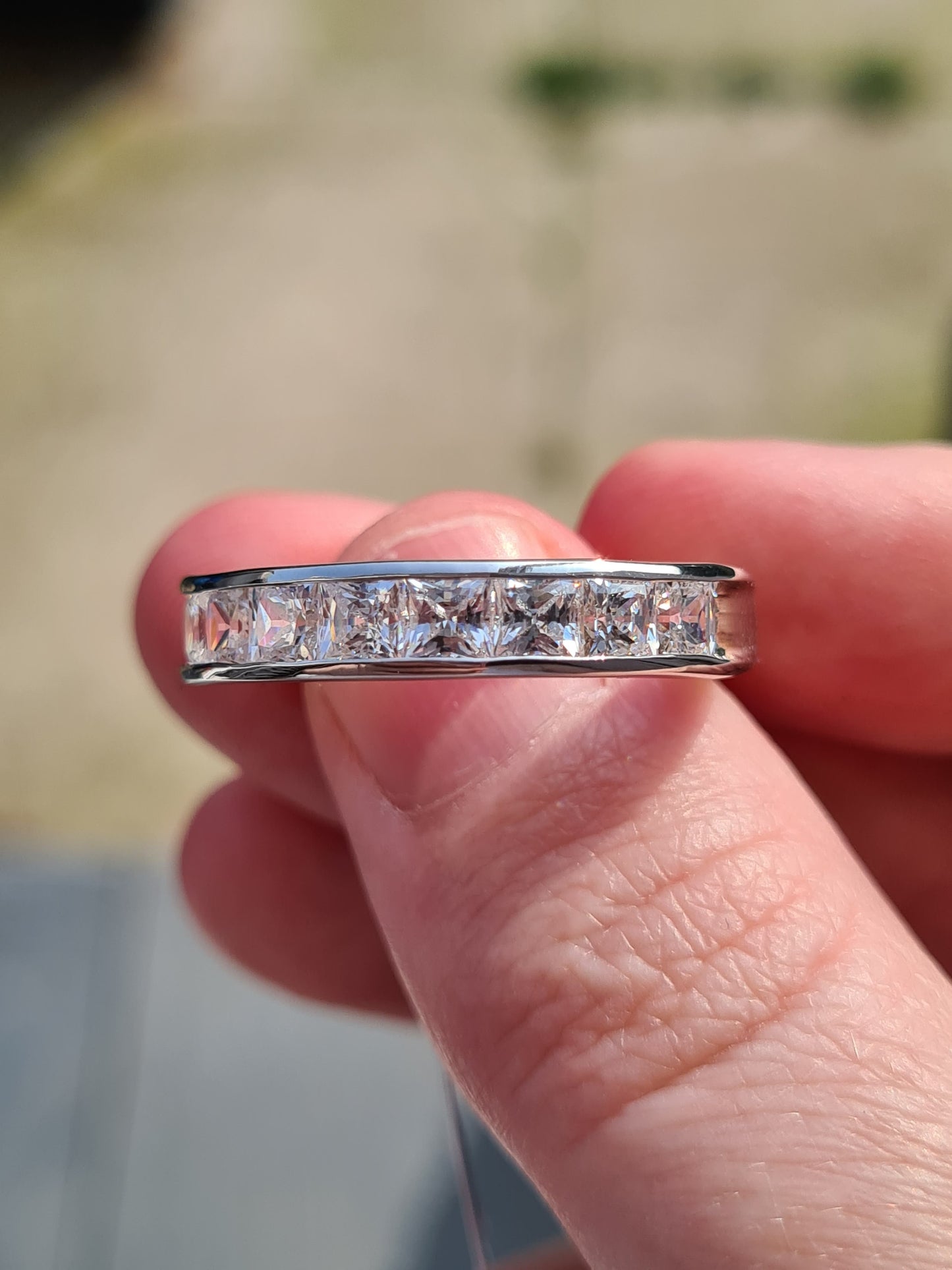 Swarovski zirconia Half Eternity Band Ring SIZE V