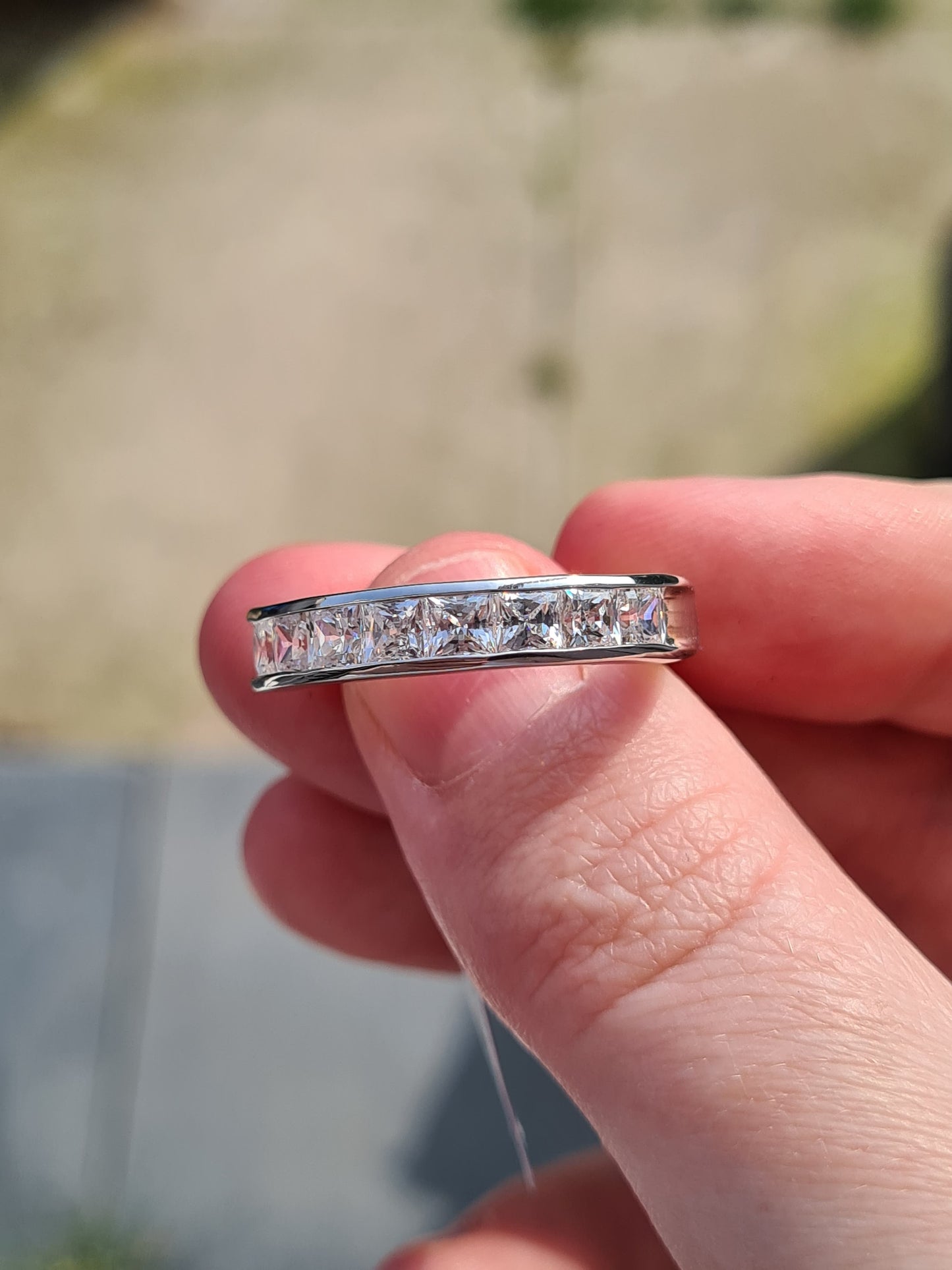 Swarovski zirconia Half Eternity Band Ring SIZE V