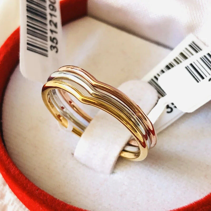 Wishbone Stacker Ring, Splits into 3, Sterling Silver with Gold overlay: SIZE O