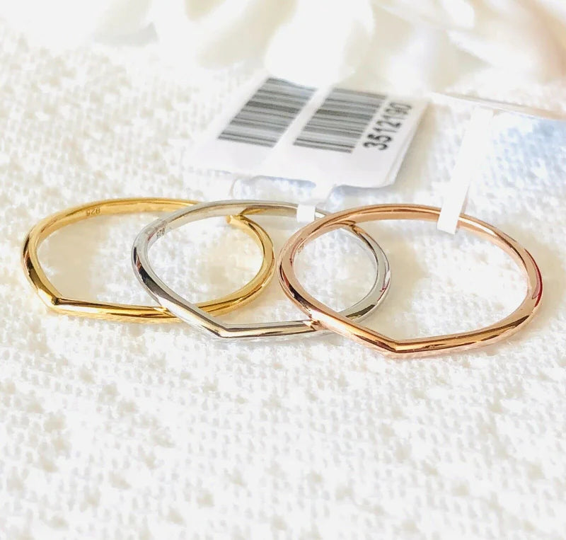 Wishbone Stacker Ring, Splits into 3, Sterling Silver with Gold overlay: SIZE O