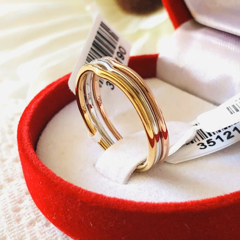 Wishbone Stacker Ring, Splits into 3, Sterling Silver with Gold overlay: SIZE O