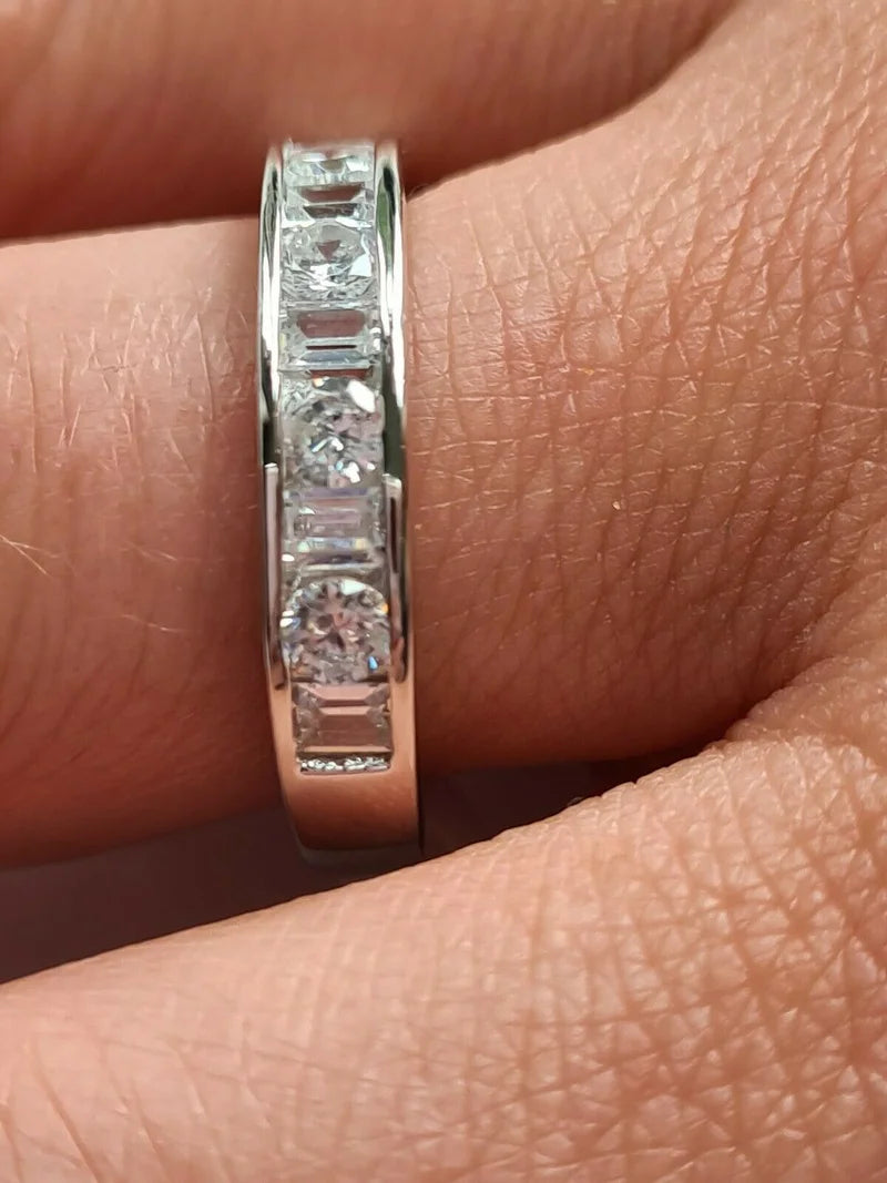 Simulated Diamond Half Eternity Band Ring SIZE L