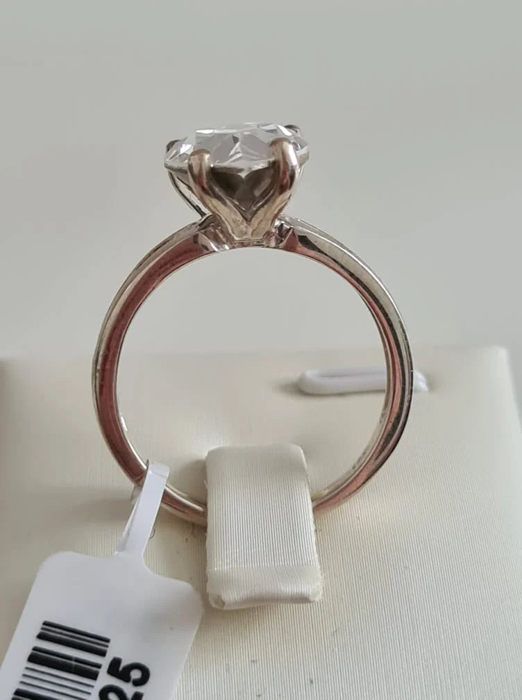 Swarovski Crystal Pear Cut Ring 925 Sterling Silver SIZE M