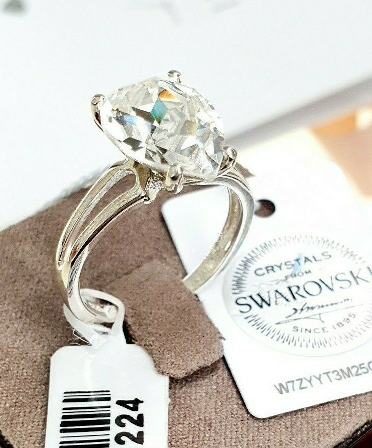Swarovski Crystal Pear Cut Ring 925 Sterling Silver SIZE M