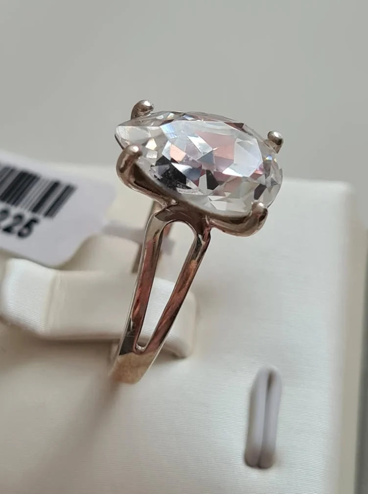 Swarovski Crystal Pear Cut Ring 925 Sterling Silver SIZE M