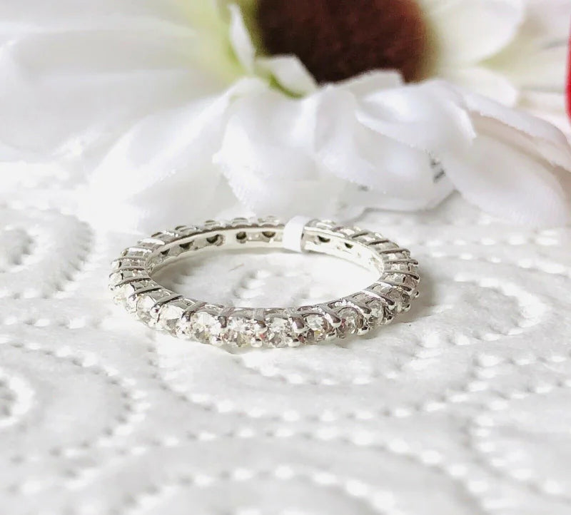 Swarovski Zirconia Eternity Ring Sterling Silver SIZE T