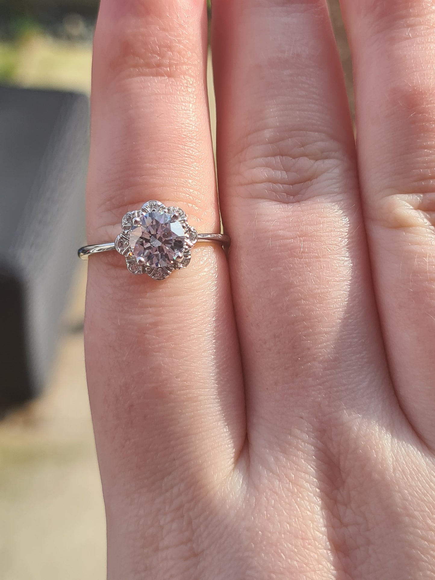 Swarovski zirconia Floral Halo Ring Set In 925 Sterling Silver SIZES P,S