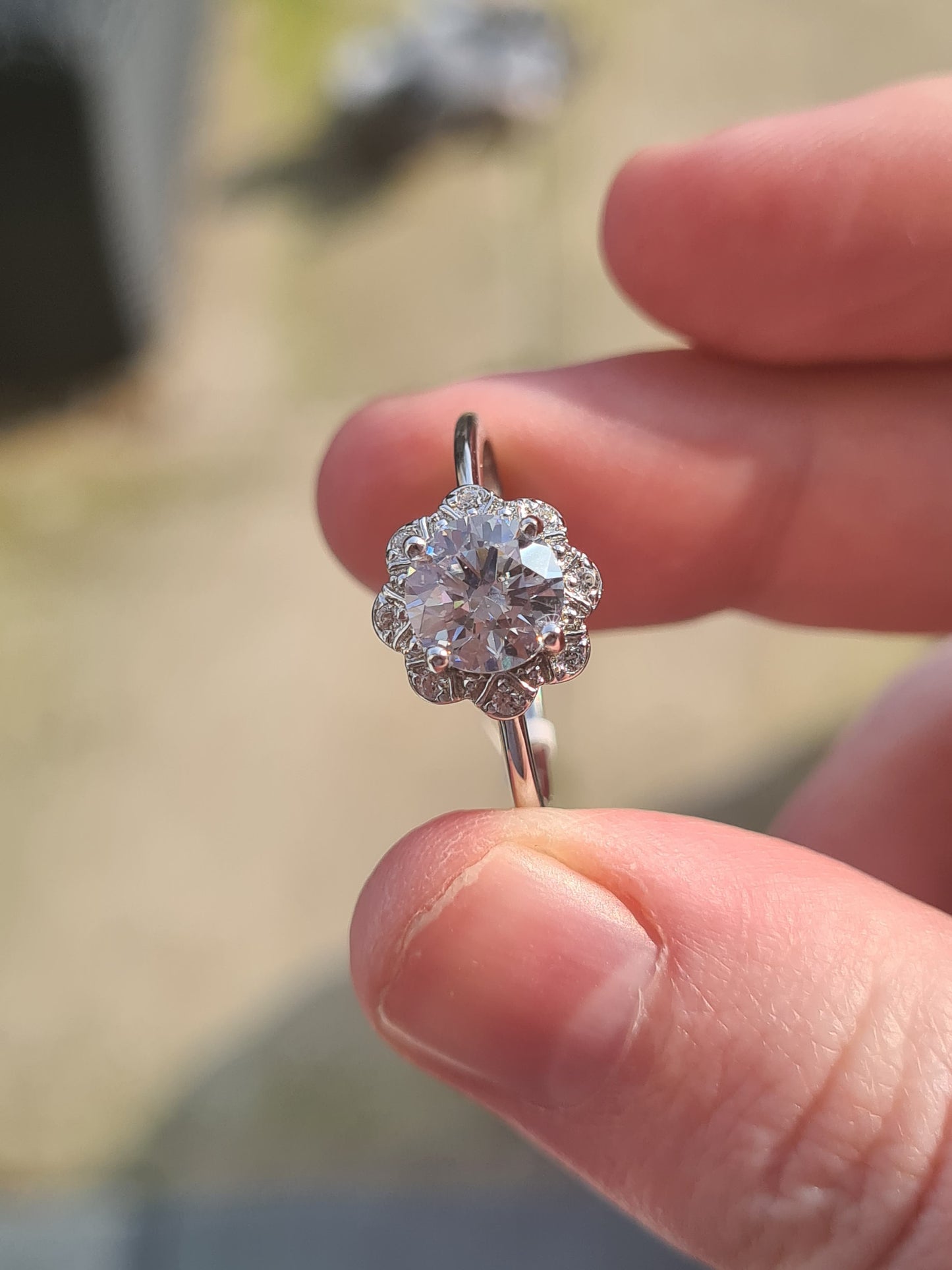 Swarovski zirconia Floral Halo Ring Set In 925 Sterling Silver SIZES P,S