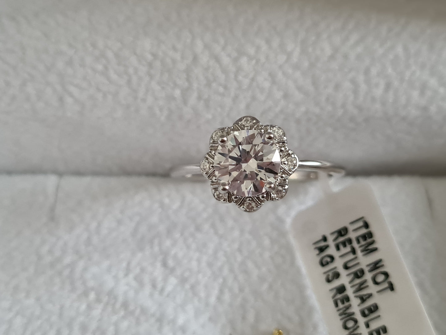 Swarovski zirconia Floral Halo Ring Set In 925 Sterling Silver SIZES P,S