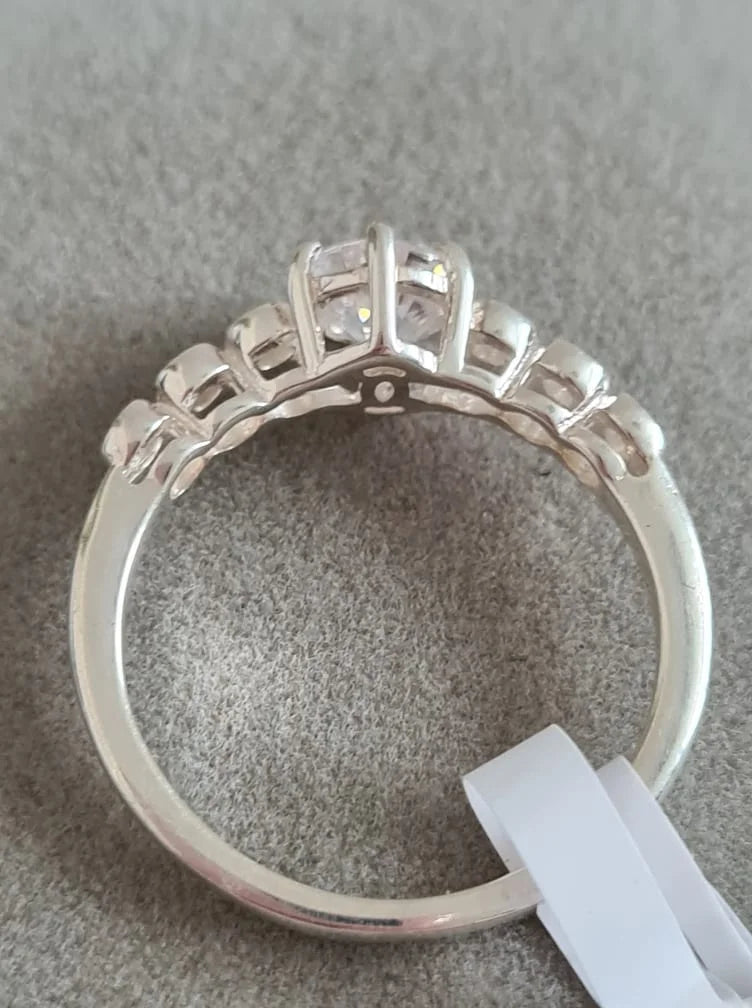 Swarovski Zirconia Round Cut Trilogy Ring SIZE P