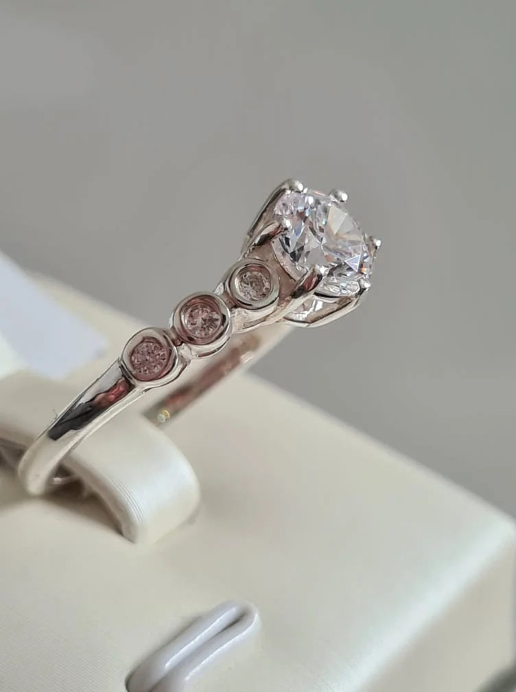 Swarovski Zirconia Round Cut Trilogy Ring SIZE P