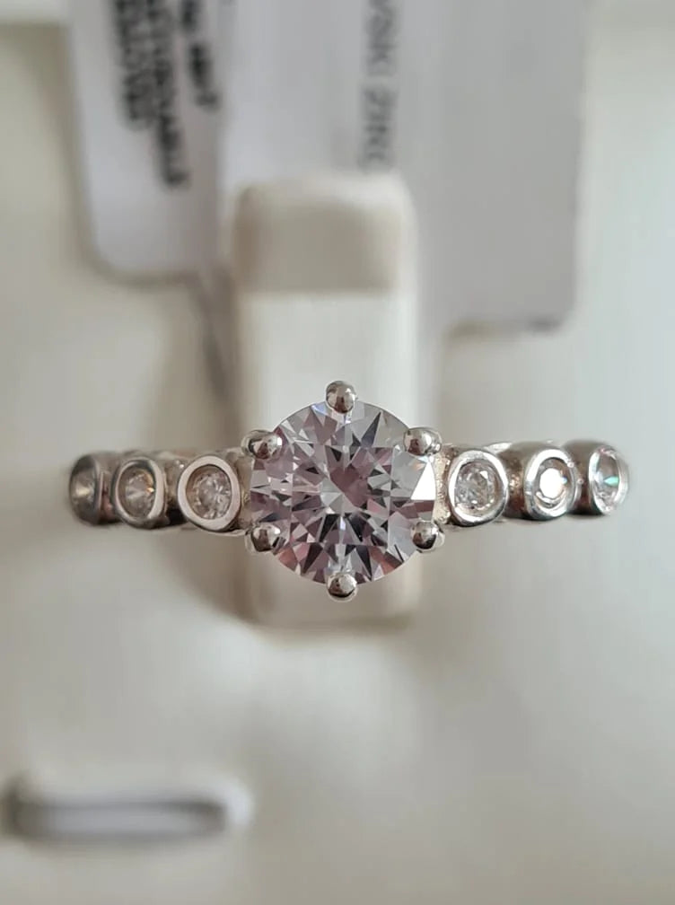 Swarovski Zirconia Round Cut Trilogy Ring SIZE P